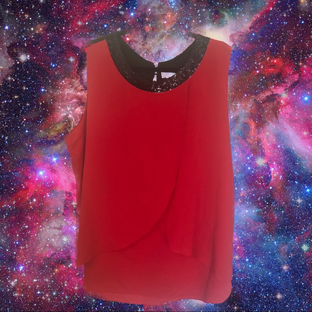 Plus Size Color Block Sequin Top